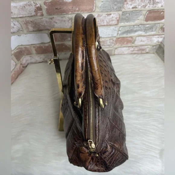 Brahmin Chocolate Brown Crocodile-Embossed Handbag - Picture 8 of 13